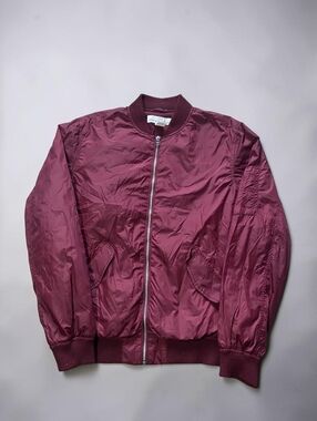 Mid-2010’s Asthetic HM Mens M Burgundy Maroon Flight Bomber Jacket Full Zip MA-1